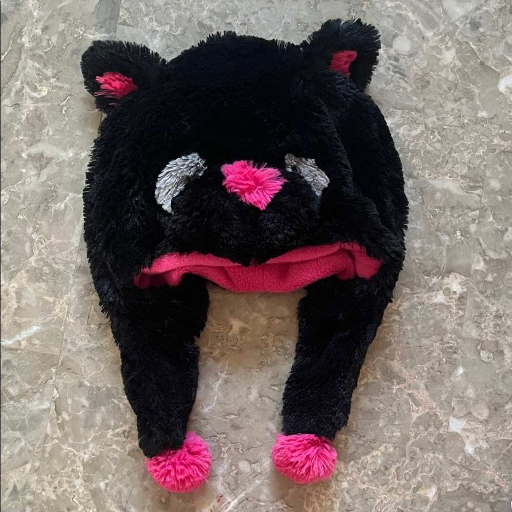 Emo scene vintage Total Girl Black and Pink Fuzzy cat Hat